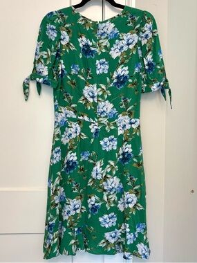 Banana Republic Green Floral Dress Ruffle Hem sz 4 Tall